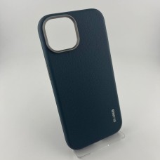 Накладка Blueo Premium Leather MagSafe Apple iPhone 15 (Dark Blue)