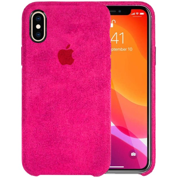 Чехол Alcantara Cover Apple iPhone X / XS (розовый)
