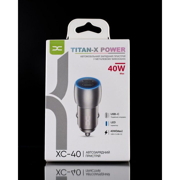 АЗП-адаптер DC XC-40 40W (2Type-C) (Темно-сірий) D