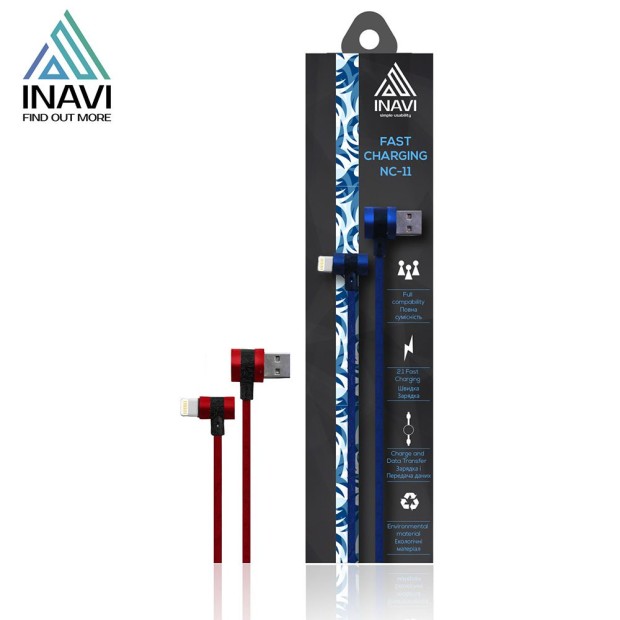 USB кабель Inavi NC-11 (lightning) (Красный)