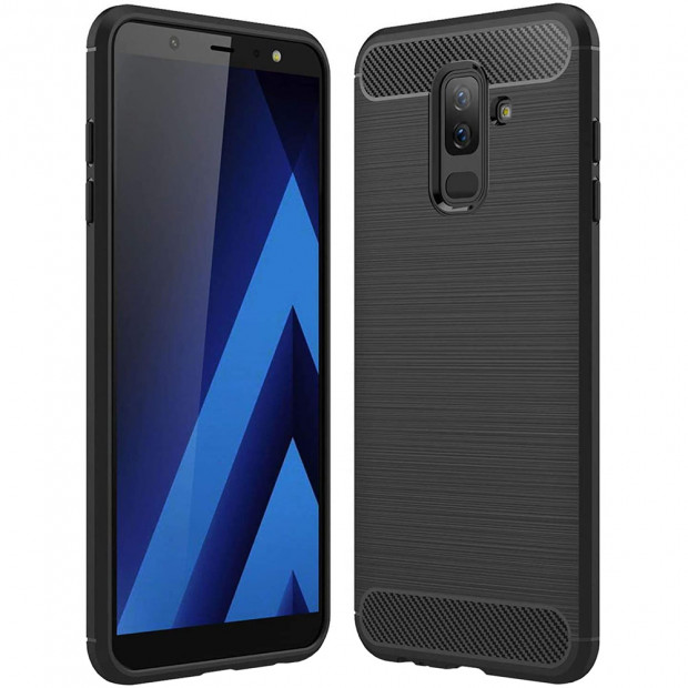 Силиконовый чехол Polished Carbon Samsung Galaxy J8 (2018) J810 (Чёрный)