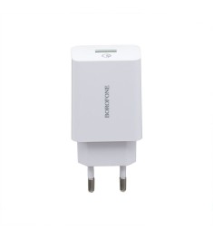 СЗУ-адаптер USB Borofone BA21A QC 3.0 18W + MicroUSB-кабель (Белый)