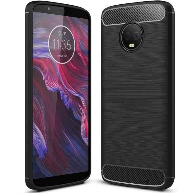 Силикон Polished Carbon Motorola G6 Plus (Чёрный)