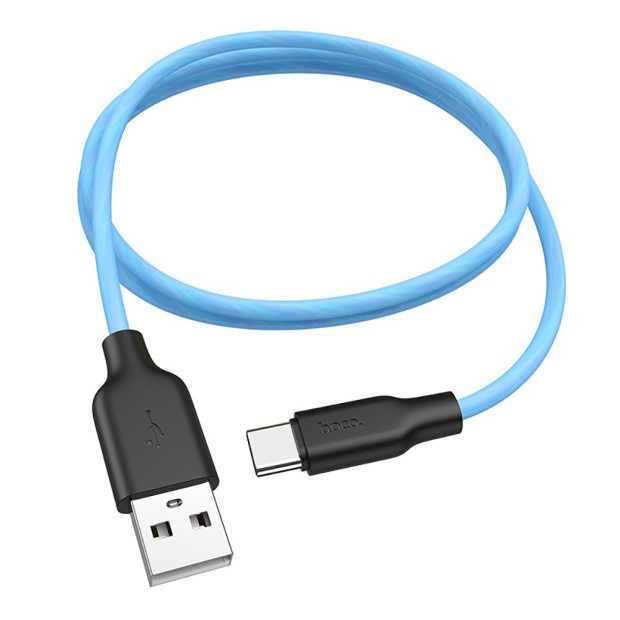 USB-кабель Hoco Silicone X21 Plus Fluorescent 1m (Type-C) (Синий)