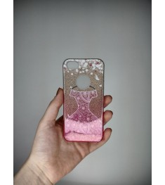 Силикон Glitter Apple iPhone 5 / 5s / SE (Gradient Golden-Pink Dress)