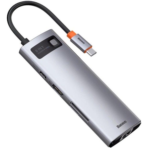 Переходник USB HUB Baseus Baseus Metal Gleam Series 8-in-1 (Type-C) (Серый) CAHUB-CV0G