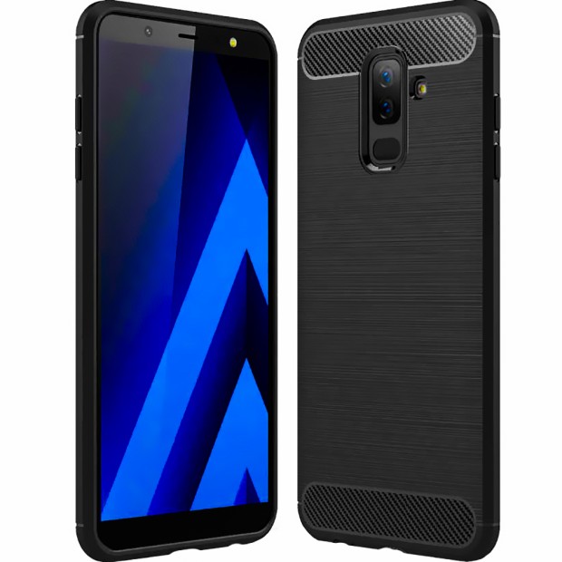 Чехол Силикон Polished Carbon для Samsung Galaxy A6 Plus (2018) A605 (Чёрный)
