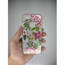Силікон Glitter Apple iPhone 7/8 / SE (2020) (Silver Flowers)