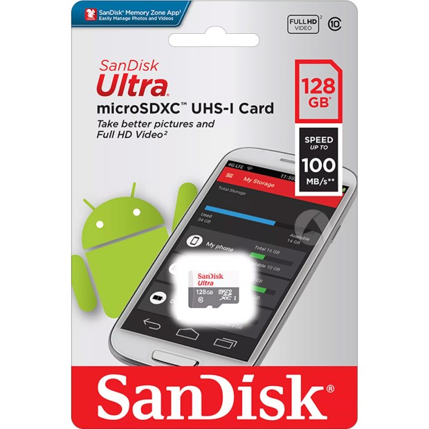 Карта памяти SanDisk Ultra MicroSDXC 128GB (UHS-1) (Class 10)