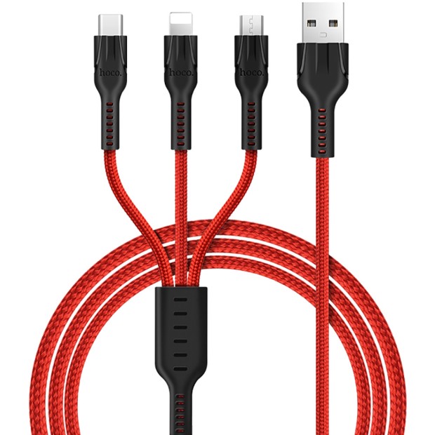 USB-кабель Hoco Universal X2 (Lightning, MicroUSB, Type-C) 1m