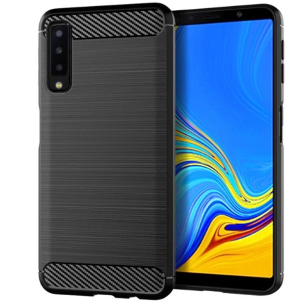 Силиконовый чехол Polished Carbon Samsung Galaxy A7 (2018) A750 (Чёрный)
