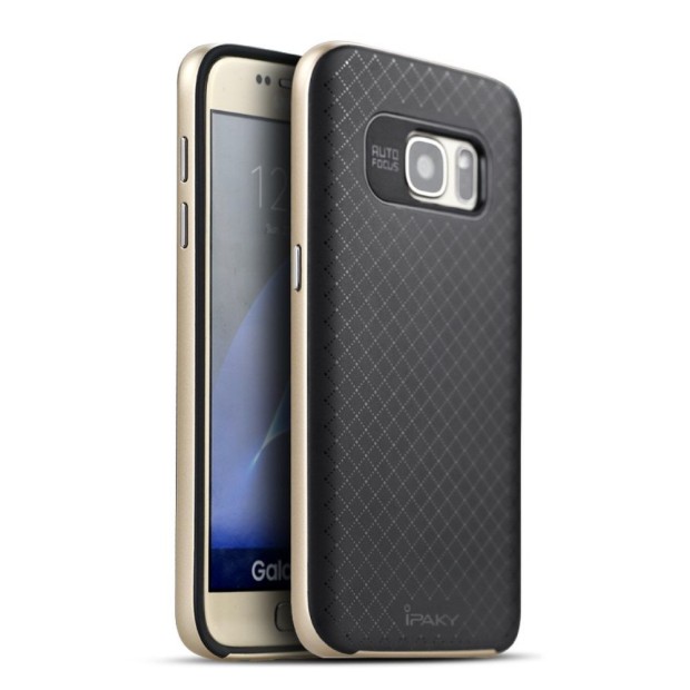Силиконовый чехол iPaky Carbon Case Samsung S7 Edge (Золотой)