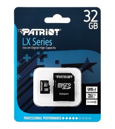 Карта памяти Patriot LX Series MicroSDHC 32Gb (UHS-1) (Class 10) + SD-адаптер