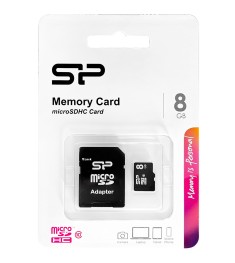 Карта памяти SiliconPower MicroSDHC 8Gb Class 10 + SD Adapter