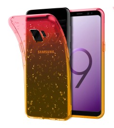 Силикон Rain Gradient Samsung Galaxy S9 (Розово-желтый)