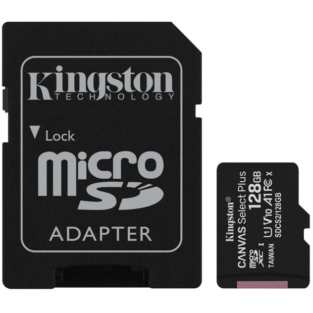 Карта памяти Kingston Canvas Select Plus MicroSDXC 128Gb (UHS-1) (Class 10) + SD Adapter