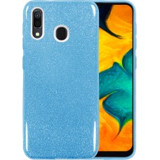 Силиконовый чехол Glitter Samsung Galaxy A30 (2019) (Голубой)