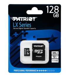 Карта памяти Patriot LX Series MicroSDXC 128Gb (Class 10) + SD Adapter