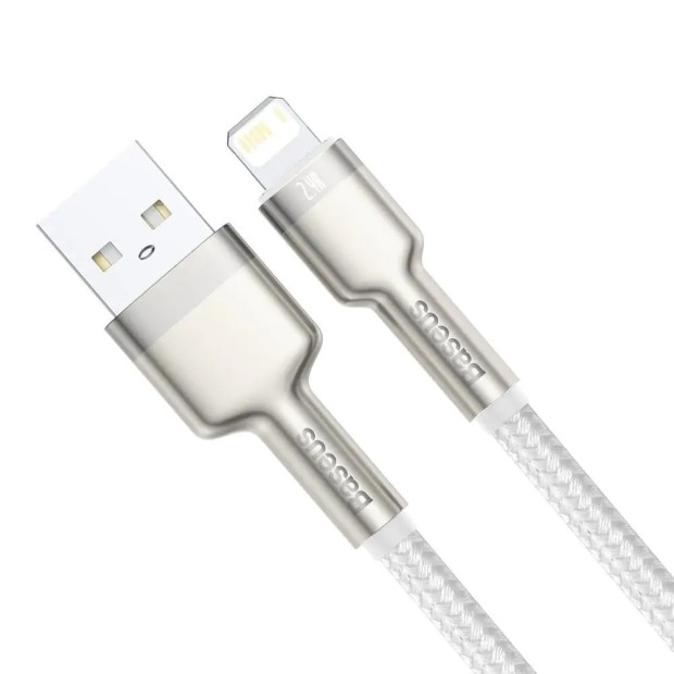 USB-кабель Baseus Cafule Metal Data 2.4A (1m) (Lightning) (Белый) CALJK-A02