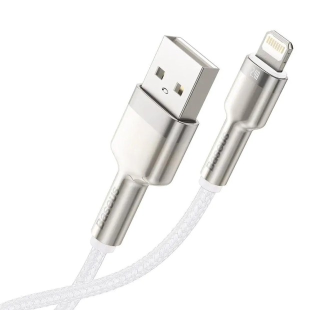 USB-кабель Baseus Cafule Metal 2.4A (1m) (Lightning) (Белый) CALJK-A02