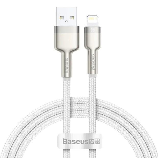 USB-кабель Baseus Cafule Metal Data 2.4A (1m) (Lightning) (Белый) CALJK-A02