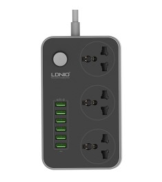 Сетевой удлинитель LDNIO SC3604 (6 USB, 3.4A, 3 розетки)