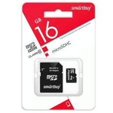 Карта памяти Smartbuy MicroSDHC UHS-1 16Gb (Class 10) + SD-адаптер