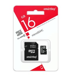 Карта памяти Smartbuy MicroSDHC UHS-1 16Gb (Class 10) + SD-адаптер