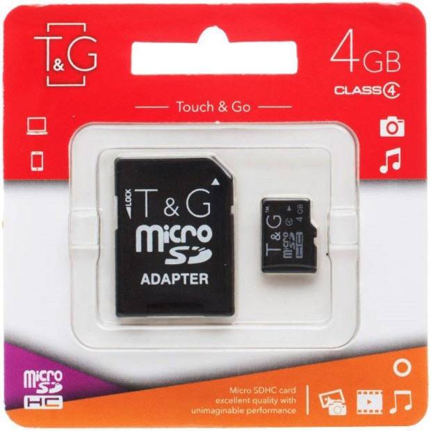 Карта памяти Touch & Go MicroSDHC 4Gb + SD Adapter