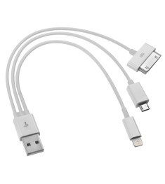 USB-кабель 3 в 1 (Lightning / MicroUSB / 30-pin)  (Белый)