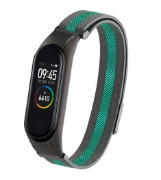 Ремешок Milanese Loop Color Xiaomi Mi Band 3 / Mi Band 4 (Чёрно-зелёный)