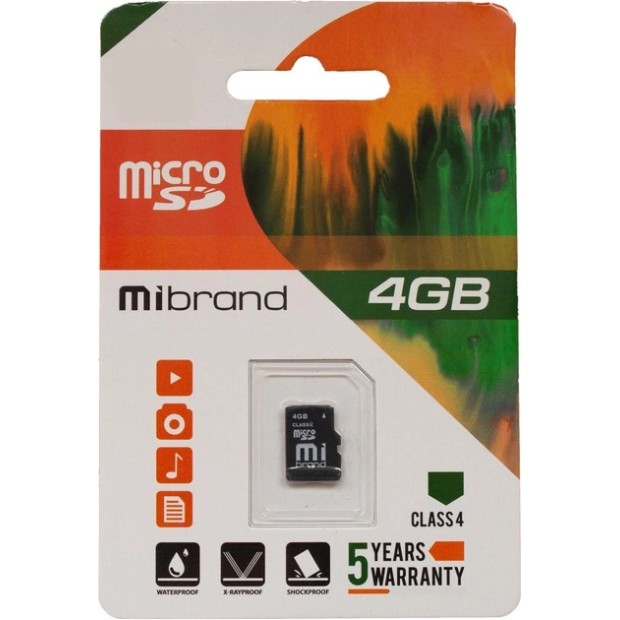 Карта памяти Mibrand MicroSDHC 4Gb (Class 4)