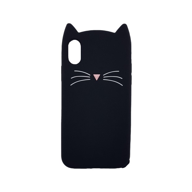 Силиконовый чехол Kitty Case Apple iPhone X / XS (чёрный)