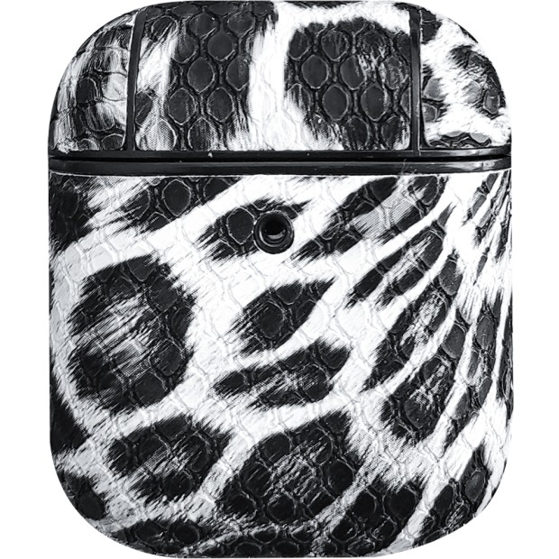 Чехол для наушников Royal Leather Case Apple Airpods 1 / 2 (Black and White Panther)
