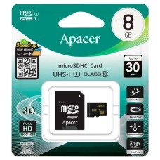Карта памяти Apacer MicroSDHC 8Gb (Class 10) + SD-адаптер