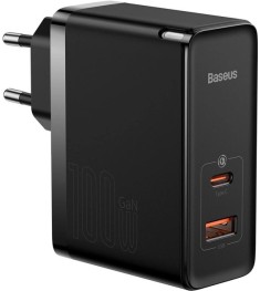 СЗУ-адаптер Baseus GaN5 Pro 100W (Type-C / USB) + кабель Type-C - Type-C (Чёрный..