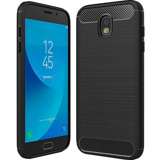 Силиконовый чехол Polished Carbon Samsung Galaxy J5 (2017) J530 (Чёрный)