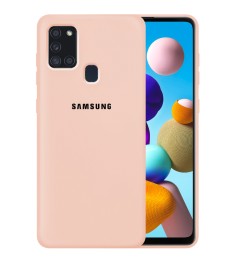 Силикон Original 360 Case Logo Samsung Galaxy A21S (2020) A217 (Пудровый)