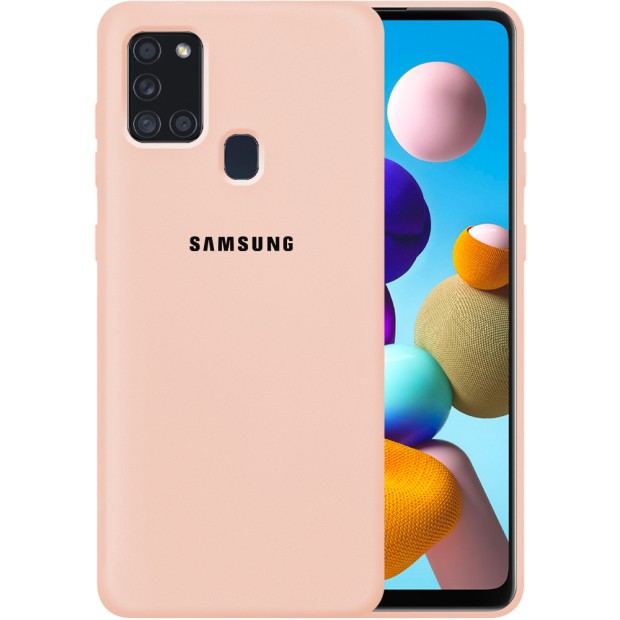 Силикон Original 360 Case Logo Samsung Galaxy A21S (2020) A217 (Пудровый)