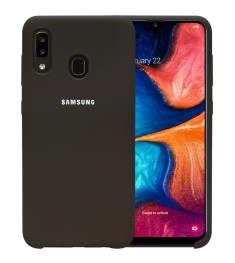 Силикон Original Round Case Logo Samsung Galaxy A20 / A30 (2019) (Тёмно-коричнев..