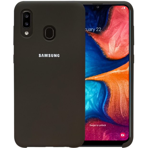 Силикон Original Round Case Logo Samsung Galaxy A20 / A30 (2019) (Тёмно-коричневый)
