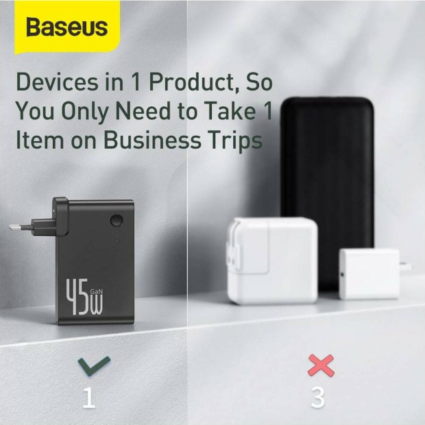 СЗУ-адаптер Baseus 2 in 1 Q.C. C+C 10000mAh 45W (Чёрный)