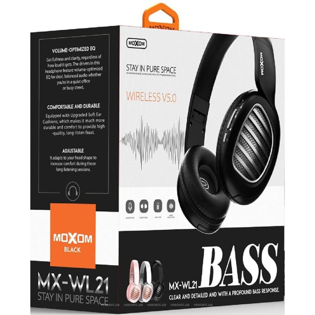Наушники-гарнитура Moxom MX-WL21 Bluetooth (Накладные) (Чёрный)