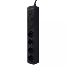 Сетевой удлинитель Proove Power Strip P-04 (4розетки + 4USB + 2Type-C) (2m) (Чёрный)