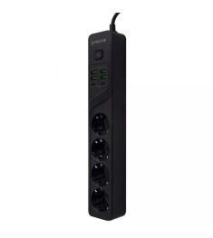 Сетевой удлинитель Proove Power Strip P-04 (4розетки + 4USB + 2Type-C) (2m) (Чёр..