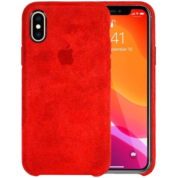 Чехол Alcantara Cover Apple iPhone X / XS (Красный)