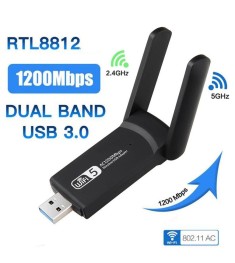 Двухдиапазонный Wi-Fi USB-адаптер 1200MBps 2.4ГГц 5ГГц USB 3.0 (Чёрный)