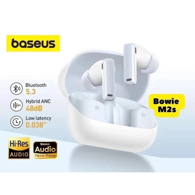 Беспроводные наушники-гарнитура вакуумные Baseus Bowie M2s (White)