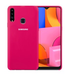 Силикон Original Case Logo Samsung Galaxy A20S (2019) (Малиновый)