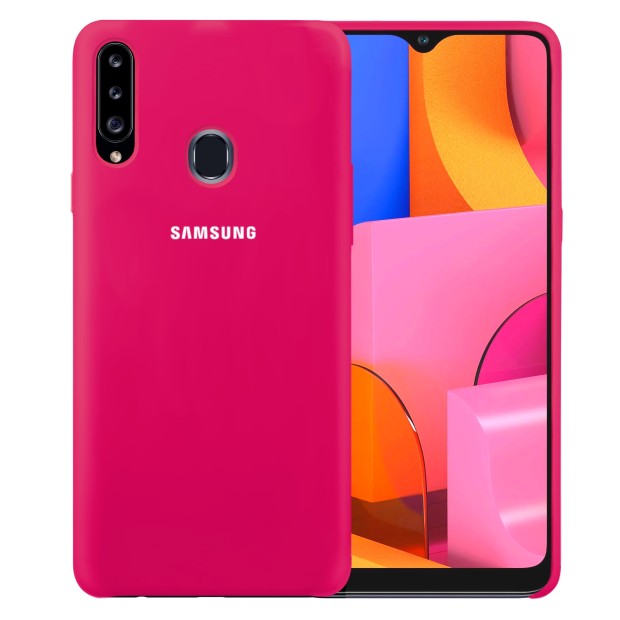 Силикон Original Case Logo Samsung Galaxy A20S (2019) (Малиновый)